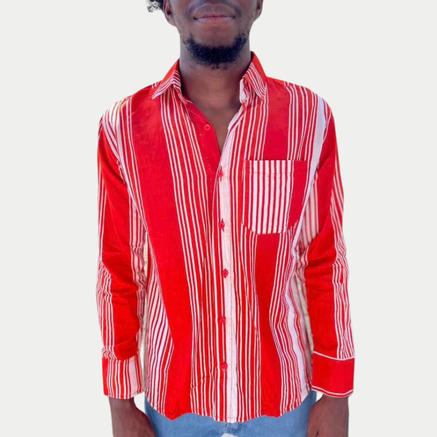 Chemise rayures rouge/blanc