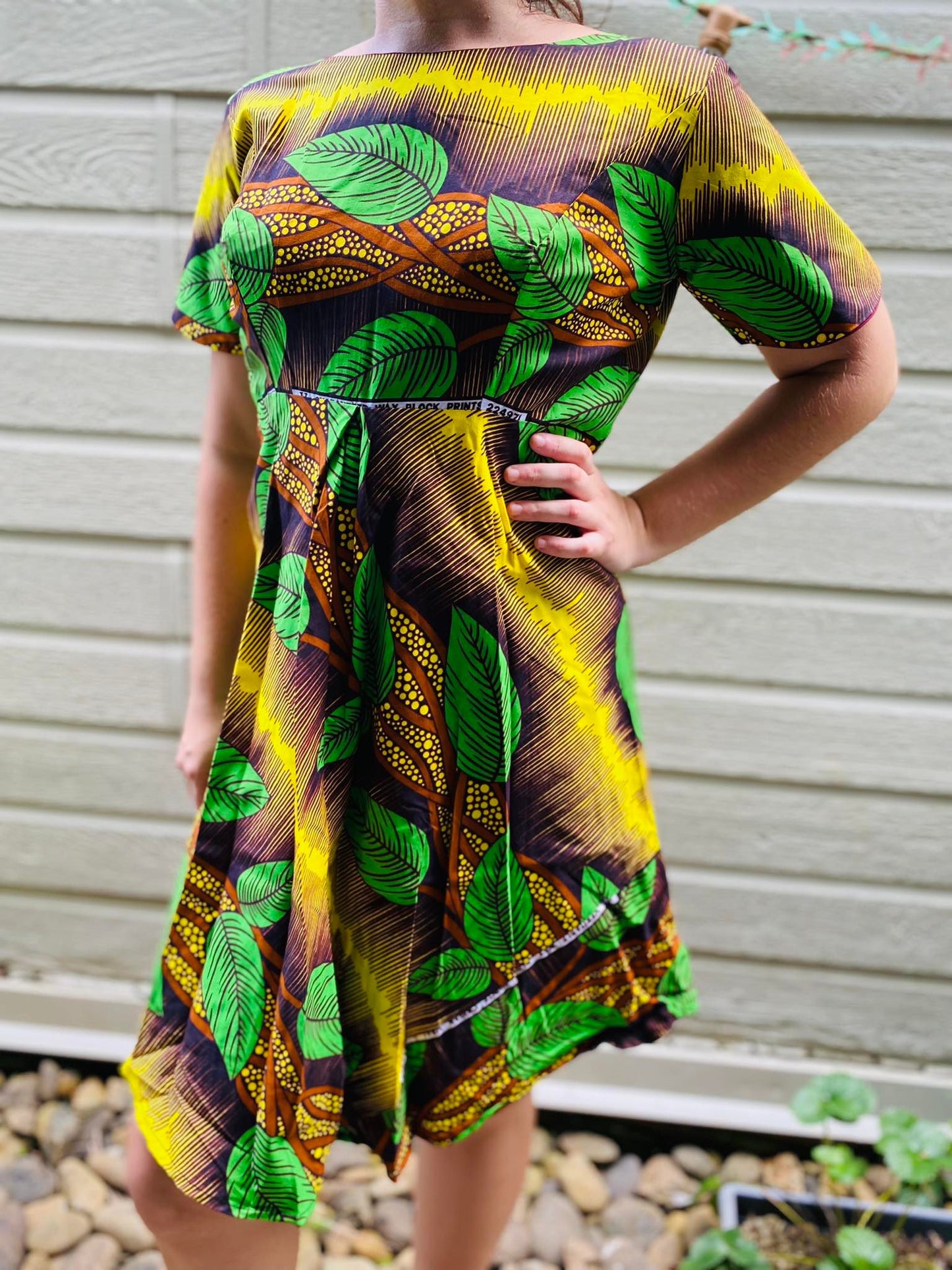 Robe patineuse avec manches - Vert/Jaune